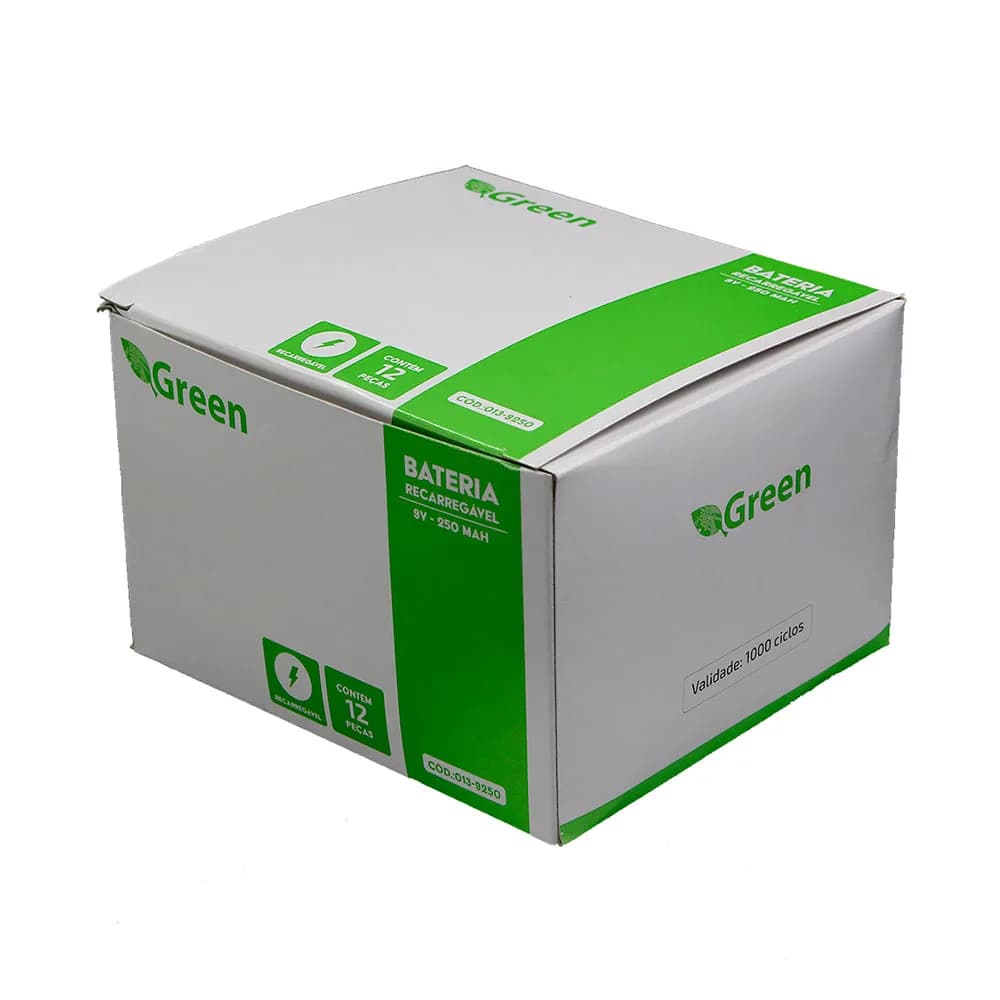 BATERIA SANTANA 9V RECARREGAVEL 250MAH GREEN - 013-9250