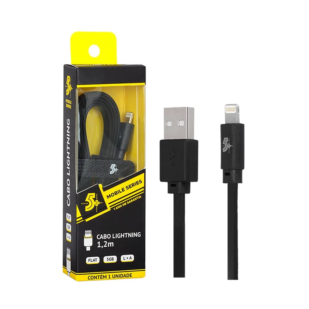Cabo Santana Lightning para USB a 5GB Flat 1.20M Preto - 018-0032