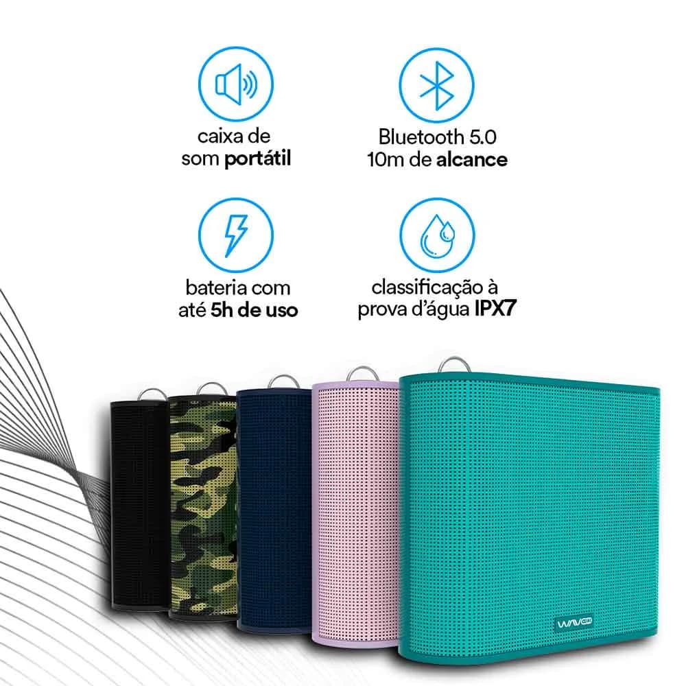 CAIXA DE SOM BLUETOOTH WAVEONE POCKET VERDE AGUA