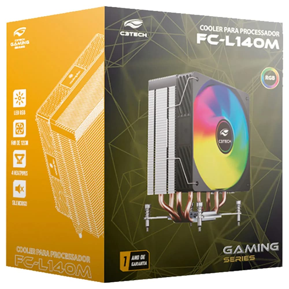 COOLER PARA PROCESSADOR C3TECH MULTICOLOR 120MM FC-L140M