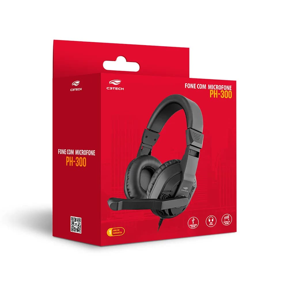 FONE DE OUVIDO C3TECH MIC USB PH-300BK
