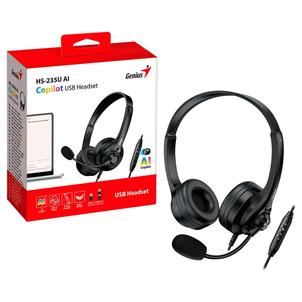 FONE DE OUVIDO MIC GENIUS HS-235U AI USB A+C
