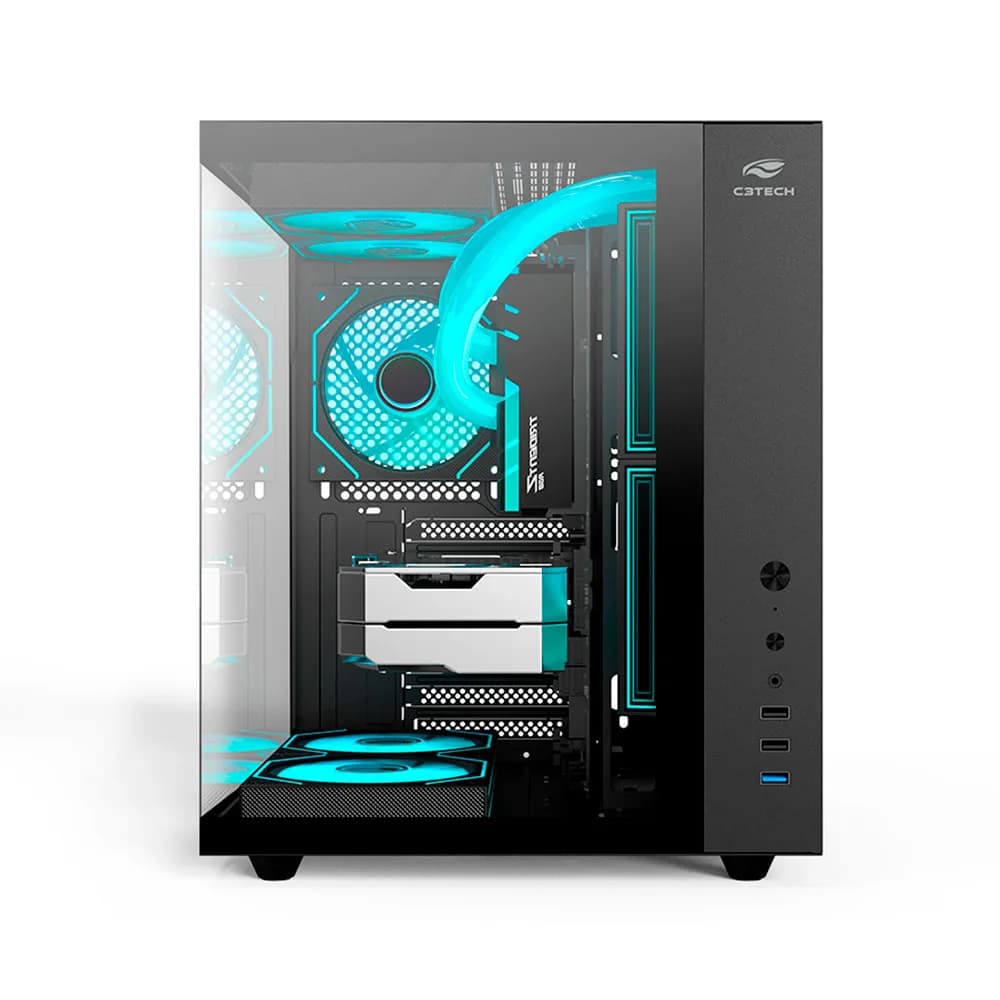 GABINETE GAMER C3TECH AQUARIUS MT-G920BK SEM FONTE PRETO