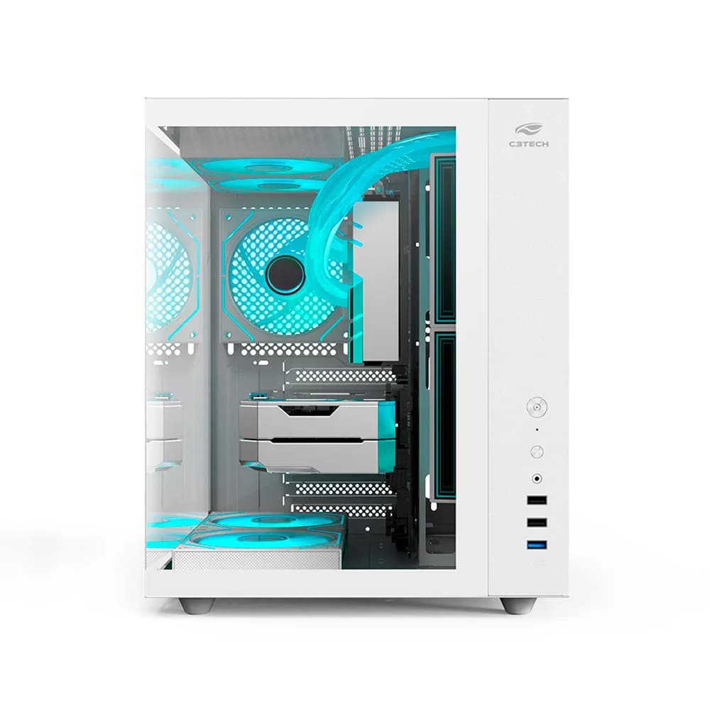 GABINETE GAMER C3TECH AQUARIUS MT-G920WH SEM FONTE BRANCO