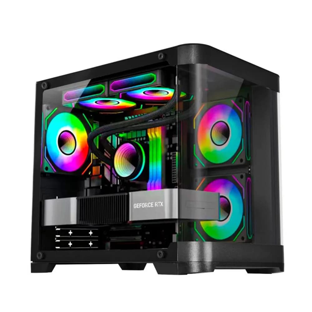 GABINETE GAMER K-MEX AQUARIO CG-01AG CURVA PRETO MICRO ATX SEM FAN