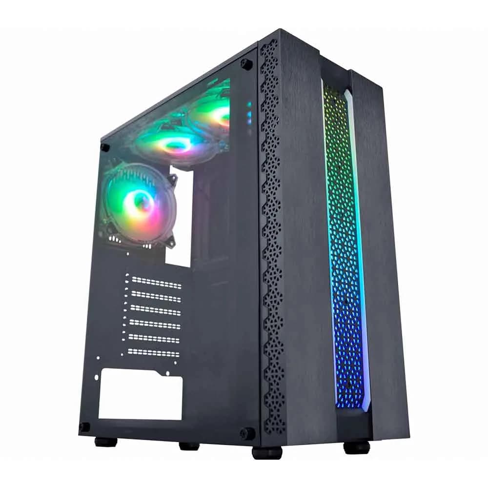GABINETE GAMER K-MEX CG-42TP KRATOS COM PAINEL LED RGB PRETO