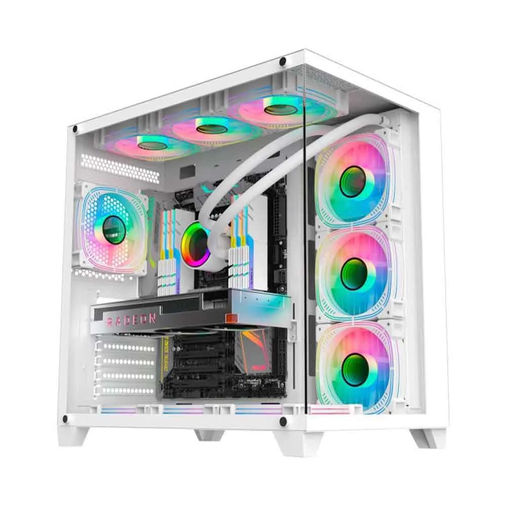 GABINETE GAMER K-MEX GHOST SHARK WHITE ATX - CG-W2J1