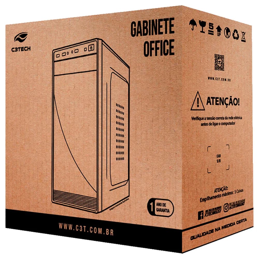 GABINETE MICRO-ATX C3TECH MT-39BK COM FONTE 200W