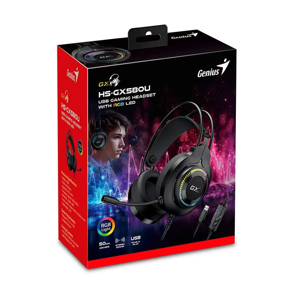 HEADSET GAMER GENIUS HS-GX580U PRETO