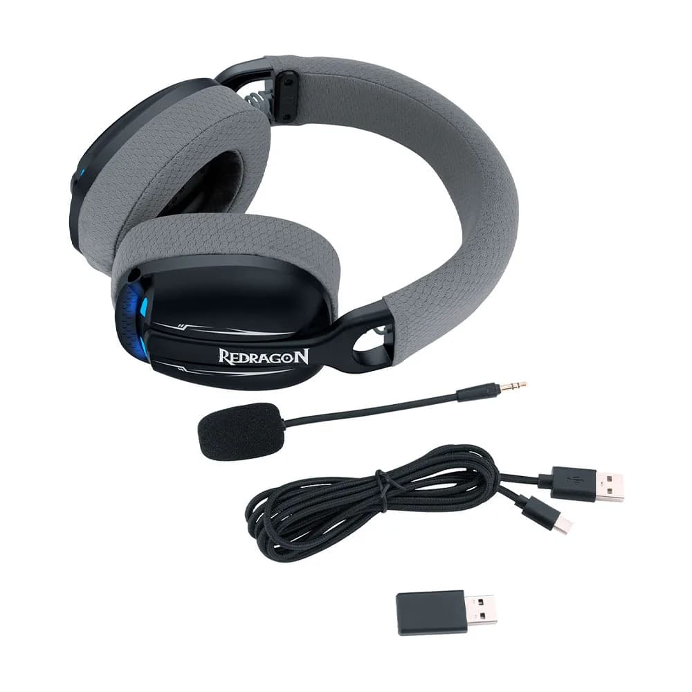 HEADSET GAMER REDRAGON SEM FIO SKULD PRO PRETO H878BG