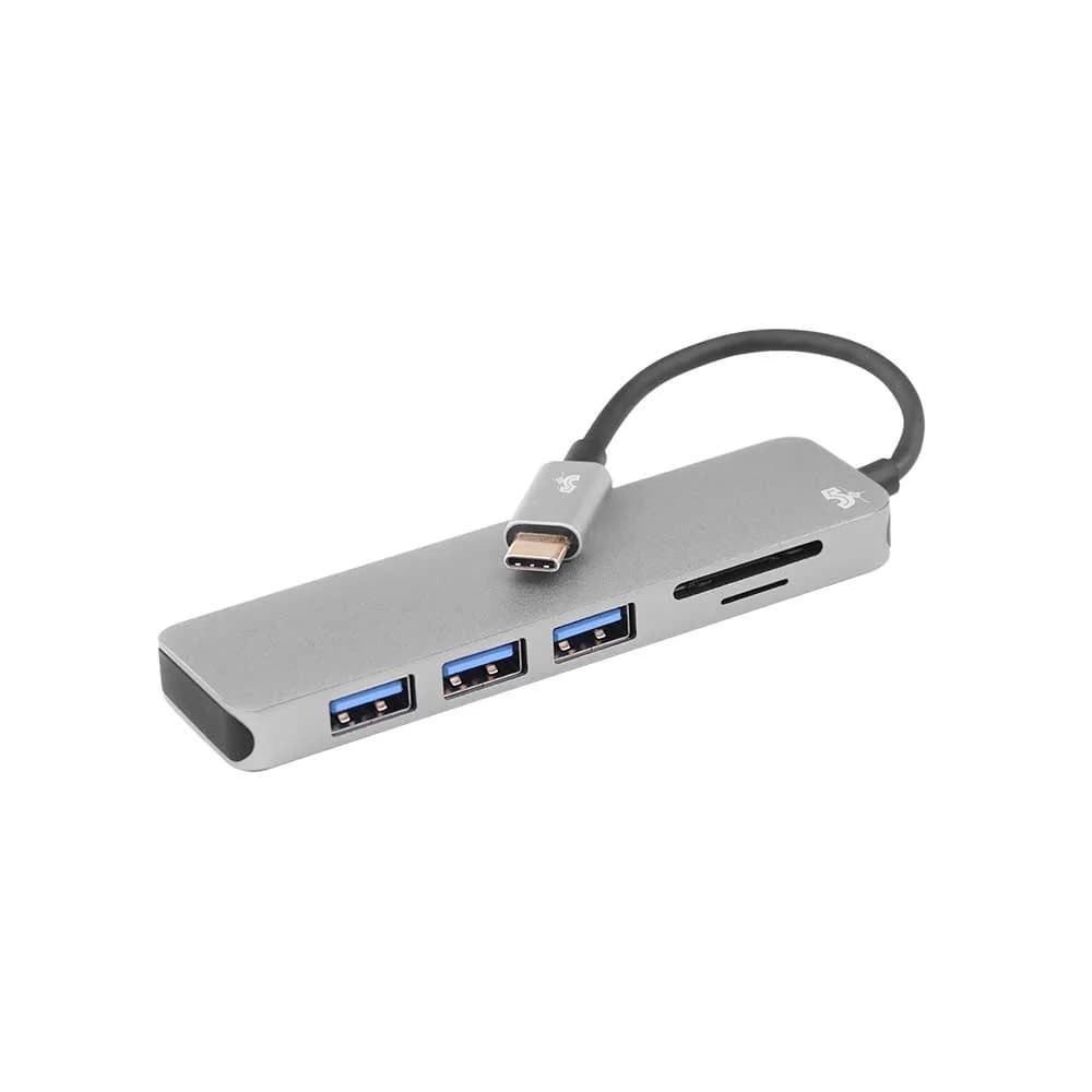 HUB USB-C SANTANA 3.0 5 PORTAS COM LEITOR SD/TF 018-7452