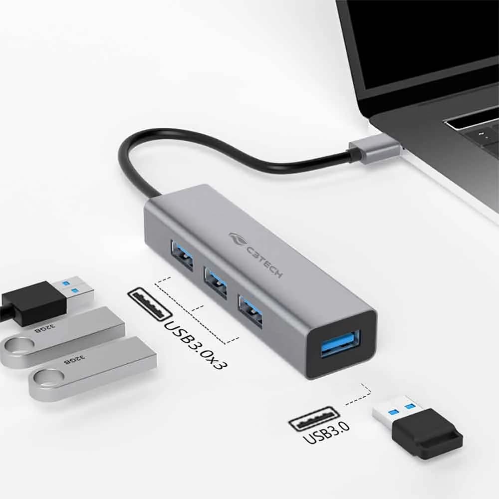 HUB USB C3TECH 3.0 4 PORTAS HU-340GY CINZA