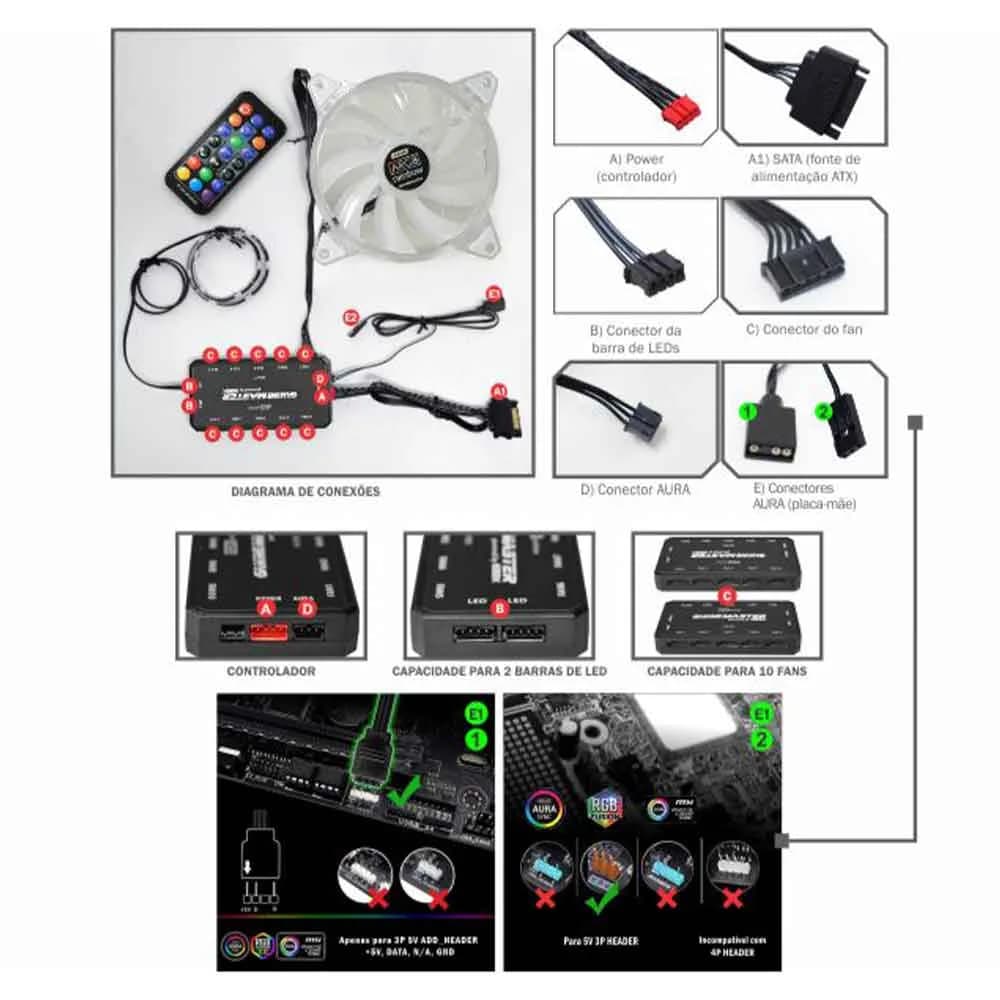 KIT COOLER K-MEX 120X120MM ARGB - AAMA TRANSLUCIDA