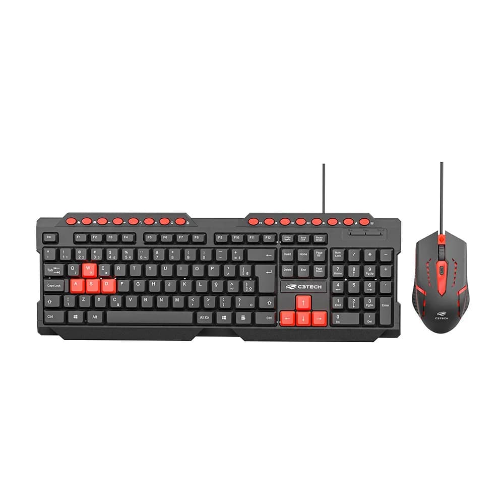 KIT MOUSE E TECLADO C3TECH GAMER GK-20V2BK USB