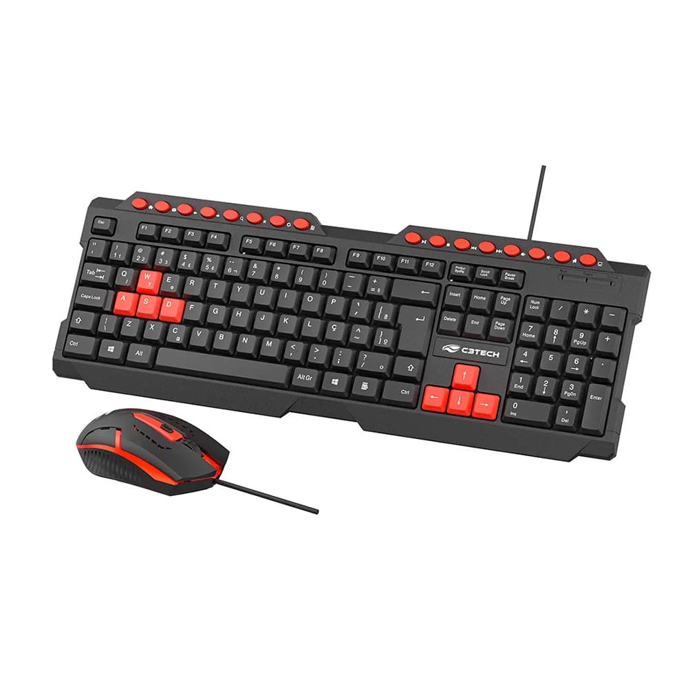 KIT MOUSE E TECLADO C3TECH GAMER GK-20V2BK USB