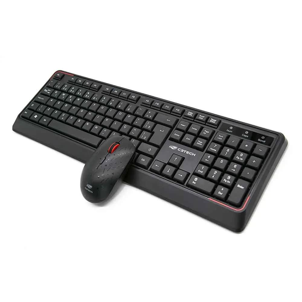 KIT MOUSE E TECLADO C3TECH SEM FIO PRETO K-W70BK