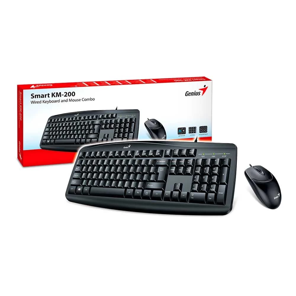KIT MOUSE E TECLADO GENIUS SMART KM-200 COM FIO USB