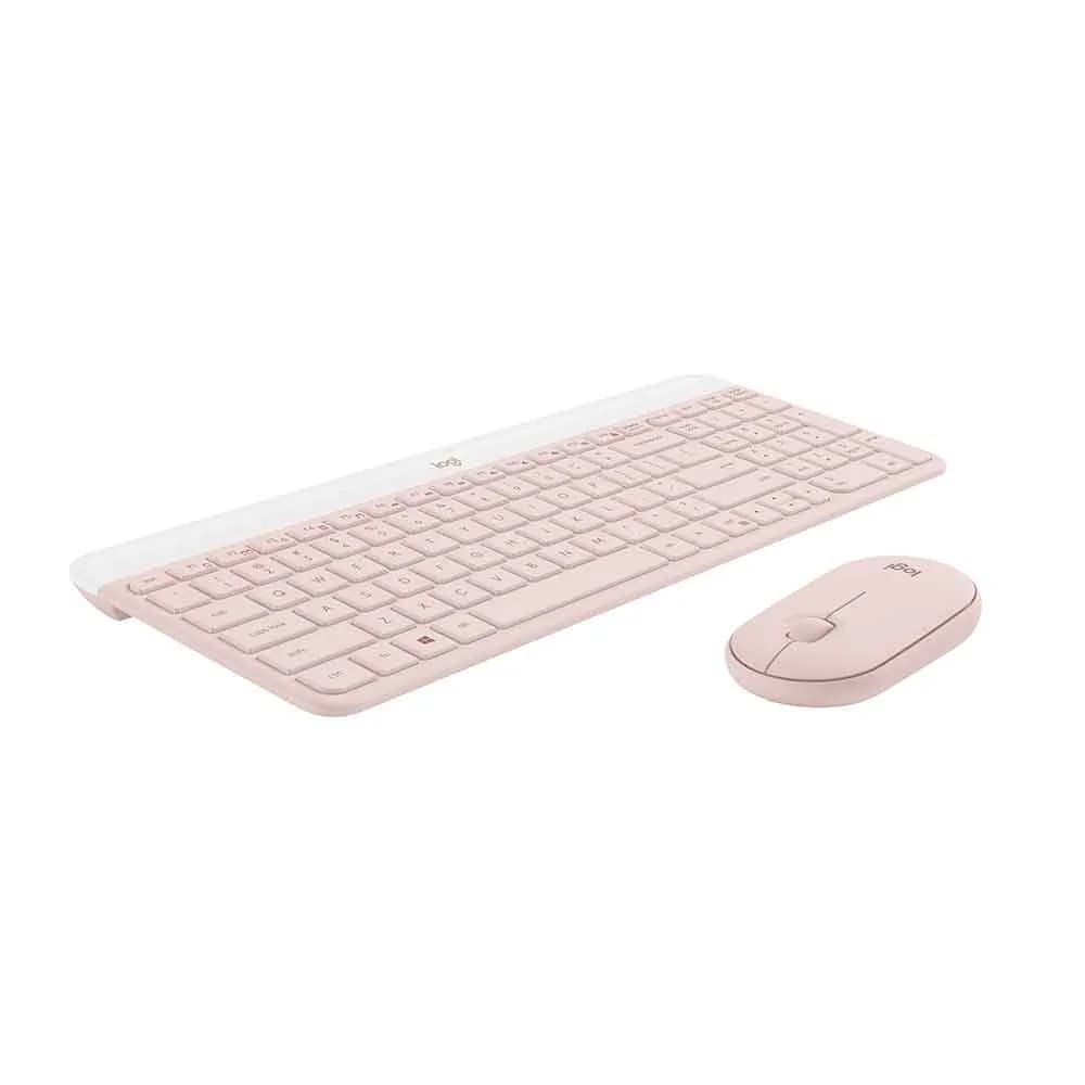 KIT MOUSE E TECLADO LOGITECH SLIM SEM FIO USB MK470 - ROSE