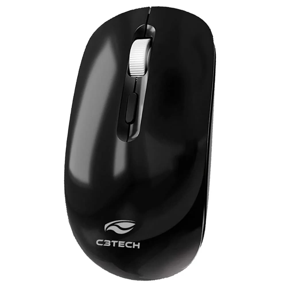 MOUSE C3TECH SEM FIO RECARREGAVEL BLUETOOTH E RECEPTOR M-BT80BK