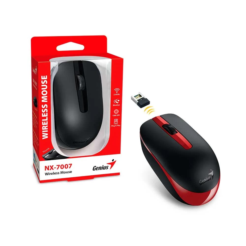 MOUSE GENIUS NX-7007 SEM FIO VERMELHO