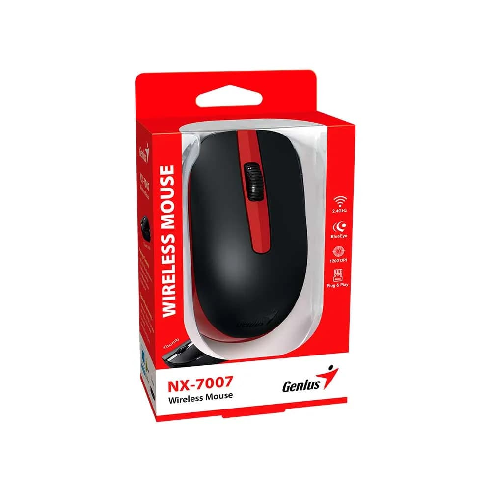 MOUSE GENIUS NX-7007 SEM FIO VERMELHO