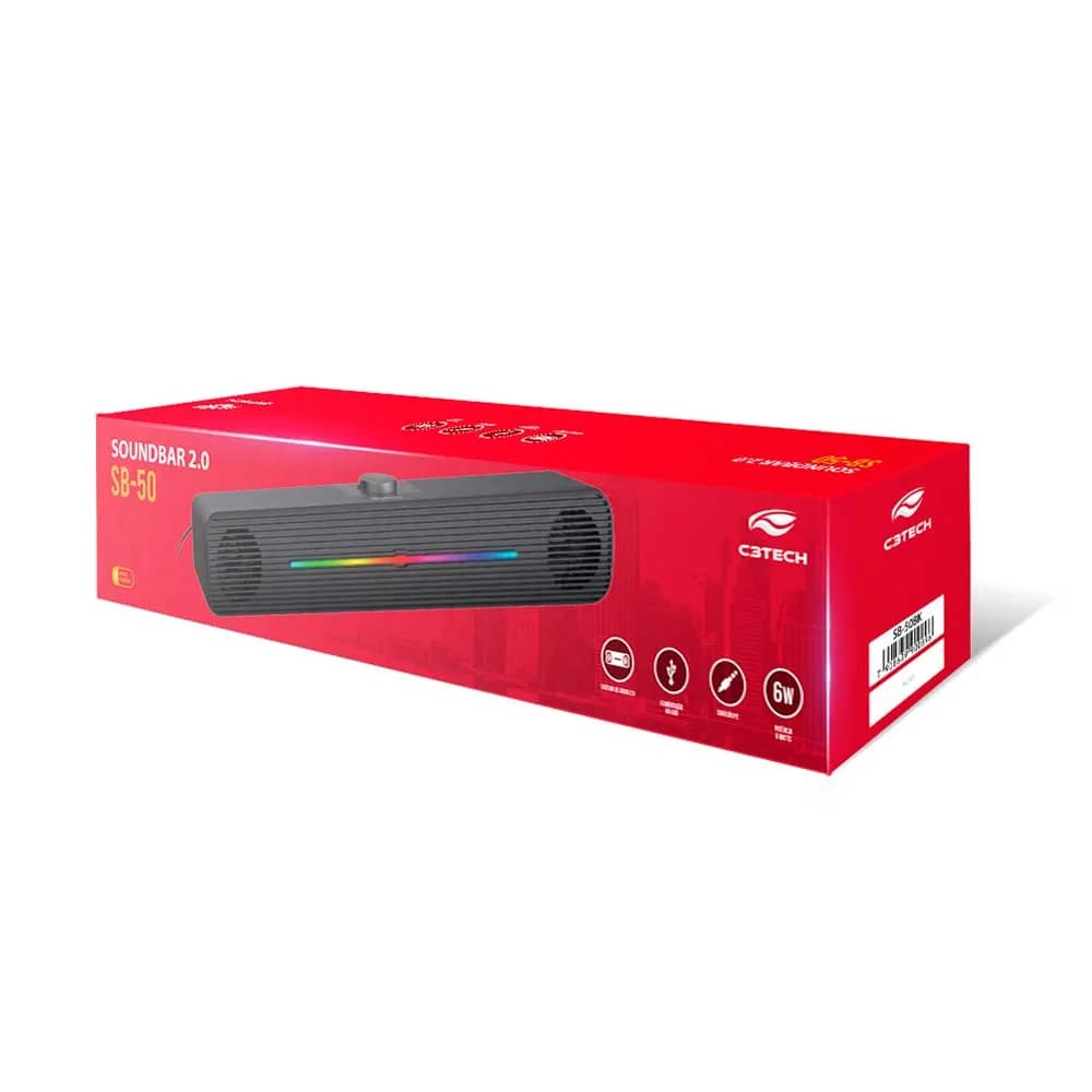 SOUNDBAR 2.0 C3TECH PRETO MULTICOLOR SB-50BK