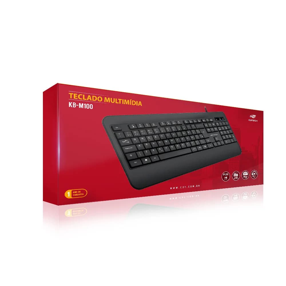 TECLADO C3TECH MULTIMIDIA USB PRETO - KB-M100BK