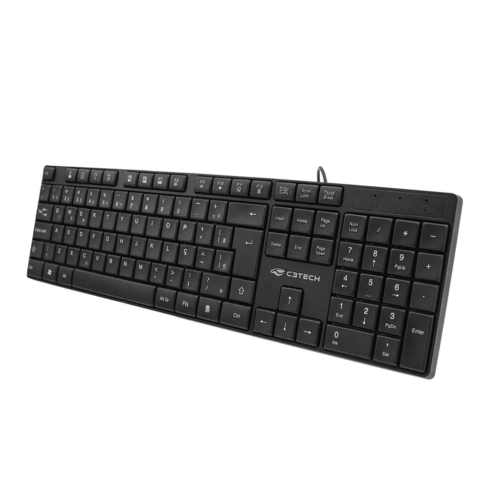 TECLADO C3TECH USB MULTIMIDIA KB-M11BK 2 METROS PRETO