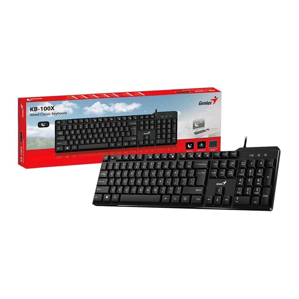 Teclado Multimídia Genius KB-100X USB Preto ABNT 2