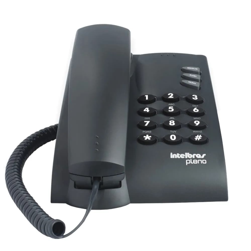 Telefone Intelbras Pleno 4080051 com Fio Mesa/Parede Preto