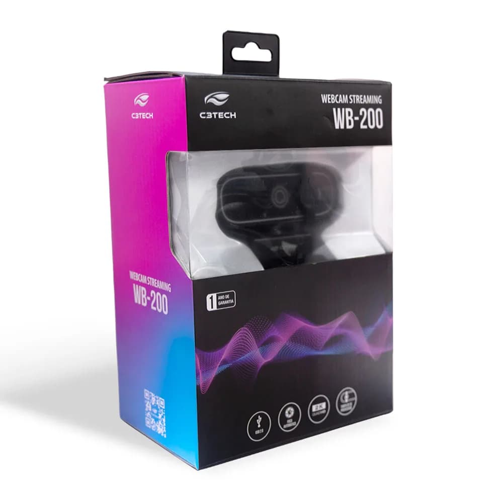 WEBCAM C3TECH QHD 2K WB-200BK PRETO