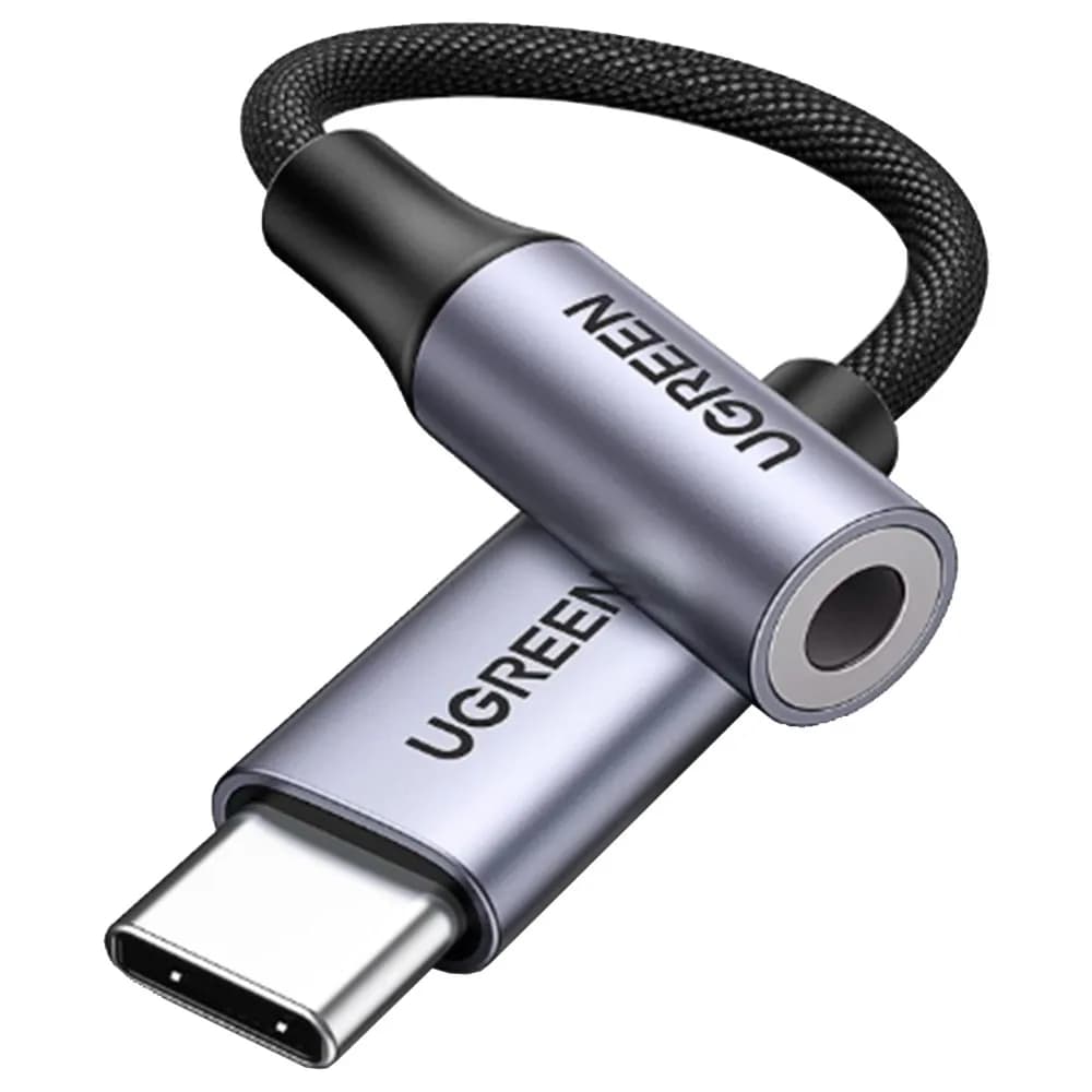 Adaptador de Áudio Ugreen USB-C para P2 3.5mm em Aluminio 10cm Cinza - AV161