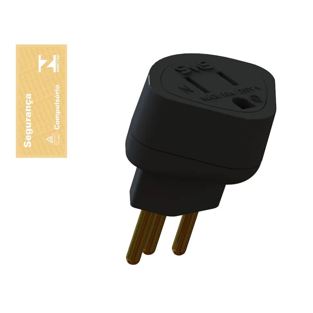 Adaptador de Tomada SMS para Padrão Novo 64120 Preto Blister