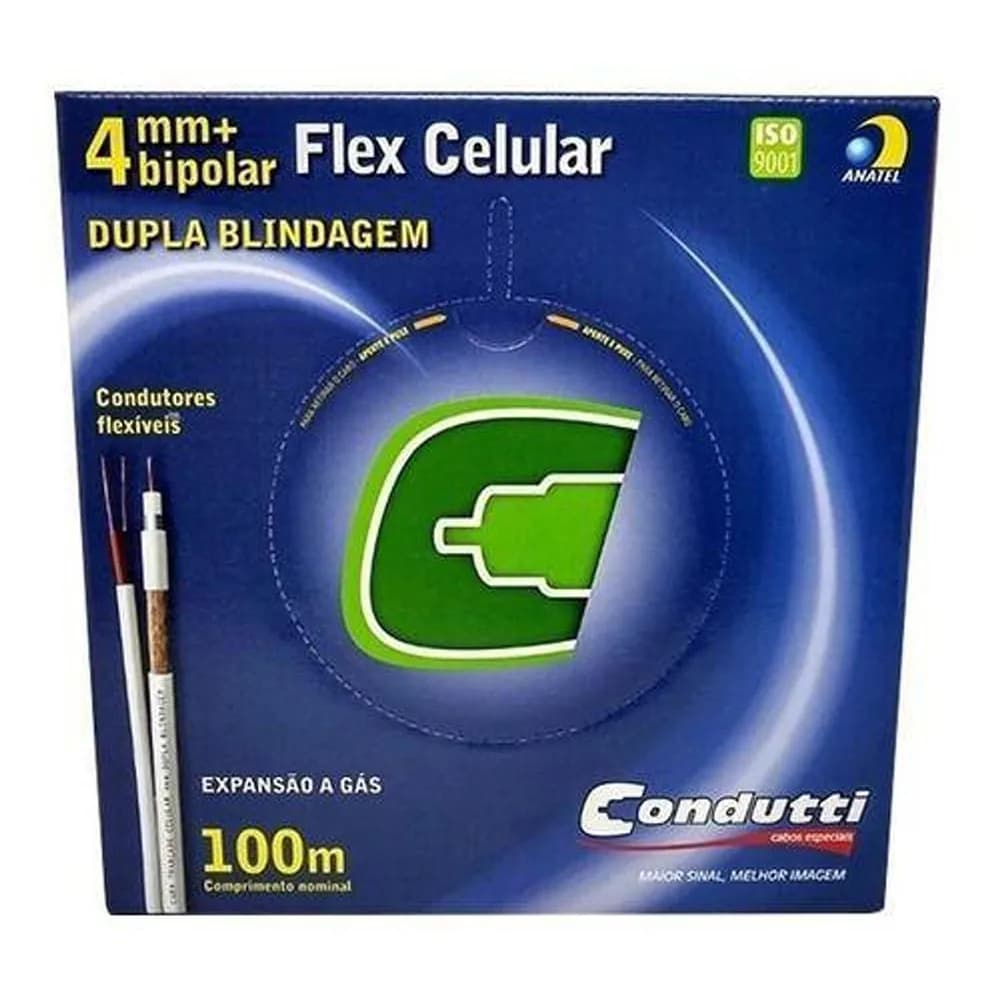 Cabo Coaxial Híbrido DB CFTV RF 4mm Bipolar 2X26AWG Condutti CX100M BNC com Alimentação Profissional