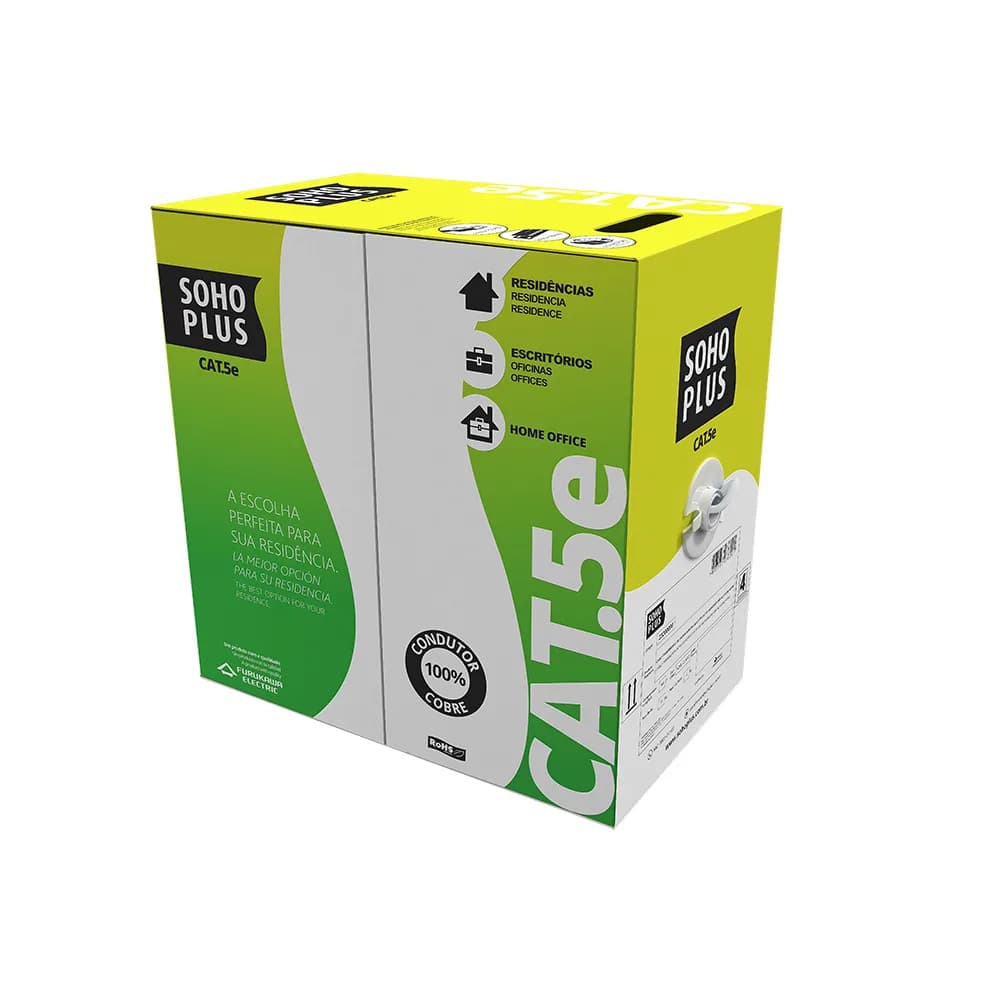 Cabo Rede LAN Furukawa Sohoplus CAT5E U/UTP CMX Branco Certificado CX 305M