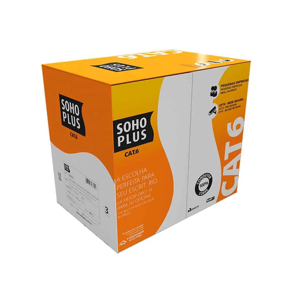 Cabo Rede LAN Furukawa Sohoplus CAT6 U/UTP CMX Preto Certificado CX 305M