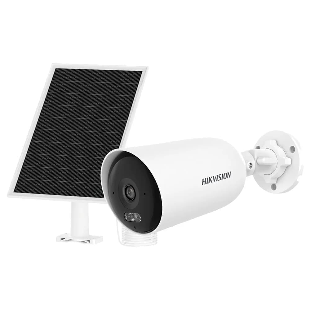 Camera Hikvision IP 4MP ColorVu Painel Solar 4G IR 30m Mic Biderecional IP66 DS-2CFS04/4G/LA