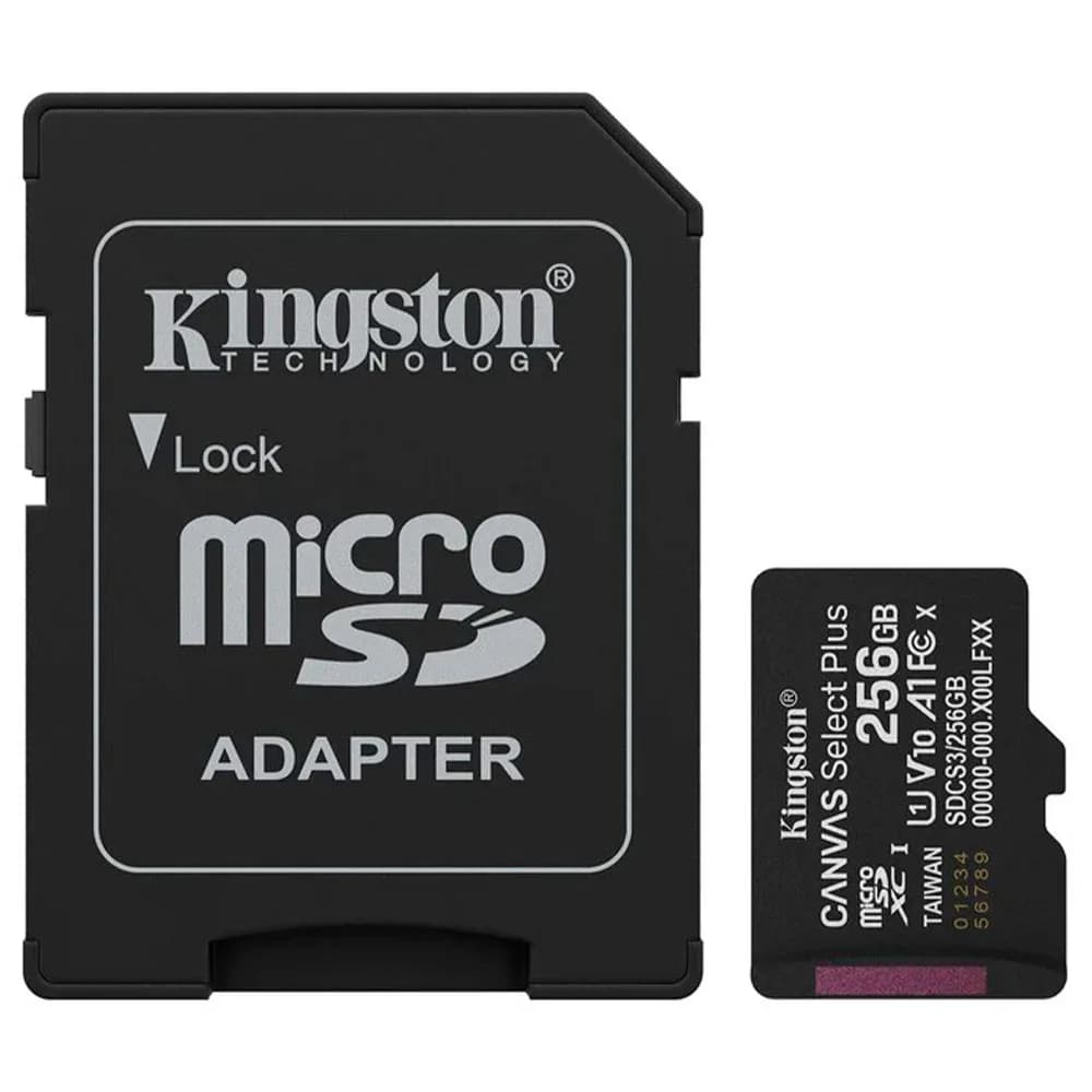 Cartão de Memória SD Kingston Canvas Select Plus Class 10UHS-I 256GB Micro+Adaptador - SDCS3/256GB