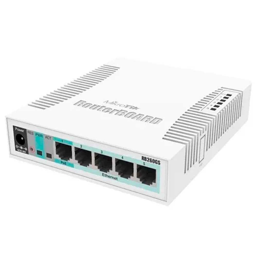 Cloud Smart Switch RB260GS com 5 Portas Giga + Porta SFP CSS106-5G-1S MikroTik
