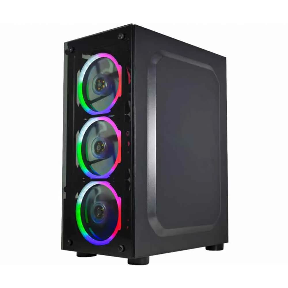 Gabinete Gamer K-Mex CG-10W5 Elite com Coolers Frontais e Painel de Vidro Preto