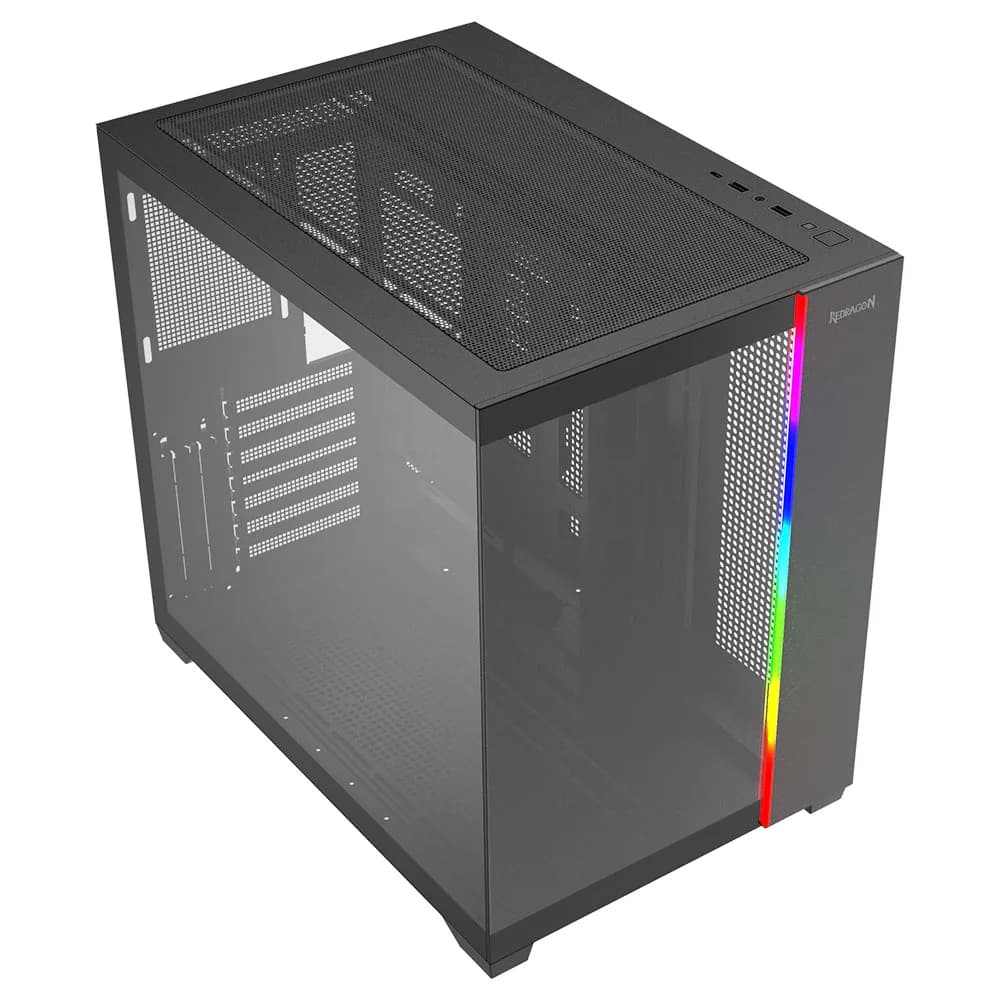 Gabinete Gamer Redragon Tesseract RGB sem Fan Preto CA-614B