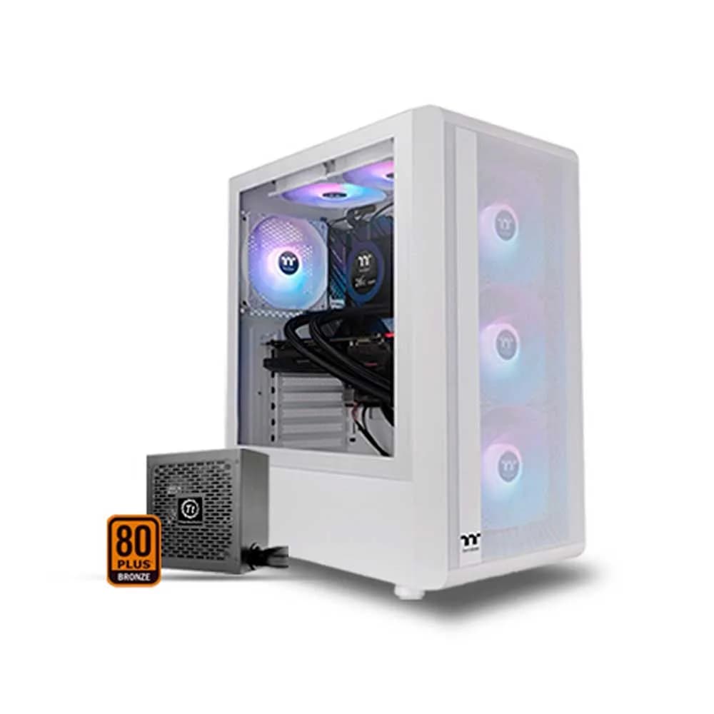 Gabinete Gamer Thermaltake S200TG ARGB Mid T. Tglass Snow c/ Fonte 650W - CA-3X2-65M6WZ-00
