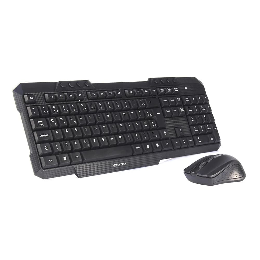 Kit Mouse e Teclado C3PLUS sem Fio USB PTO - K-W10BK