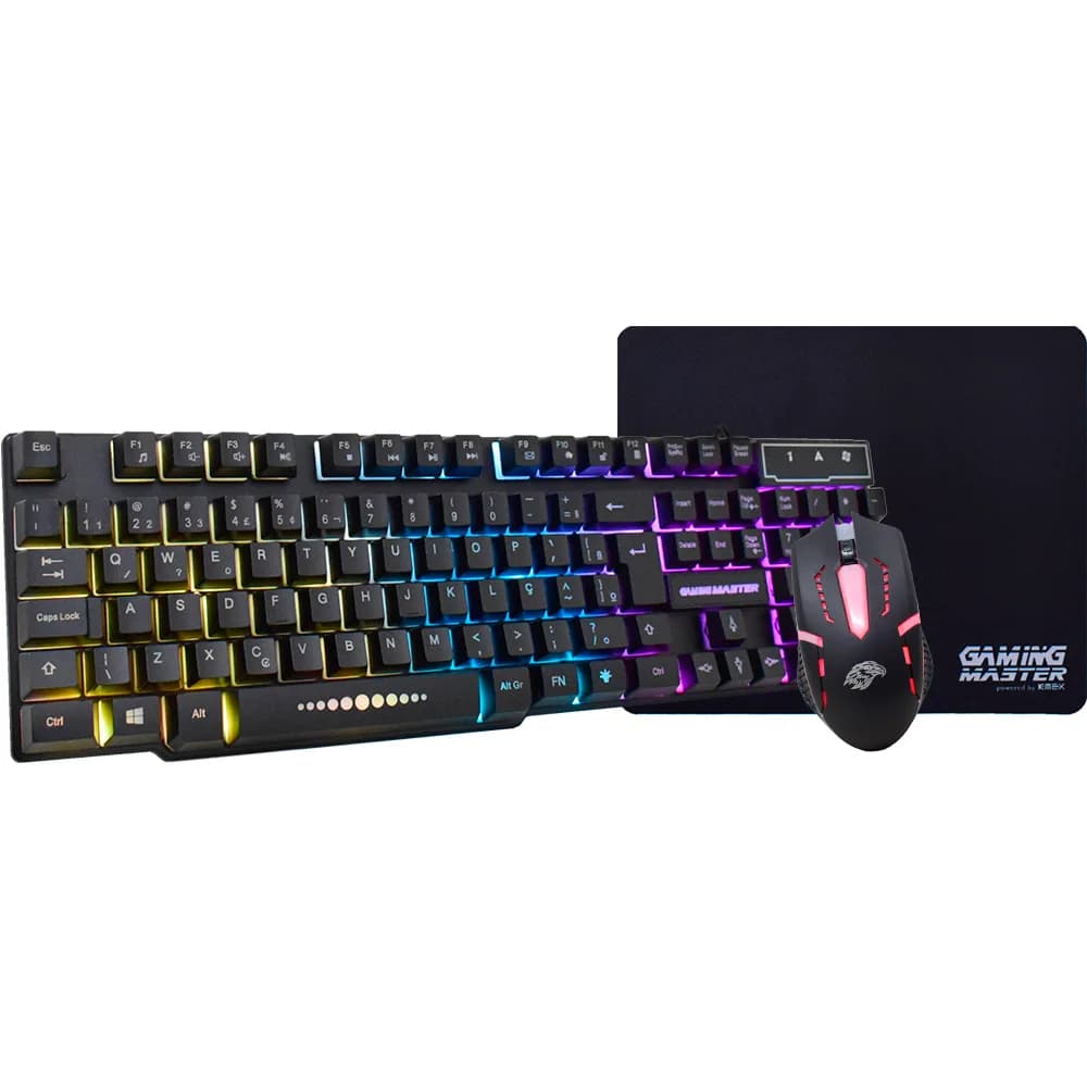 Kit Mouse Teclado e Mousepad Gamer K-Mex KM5228 RGB + MOA834 + PAD FXX Preto - B3KM5228U11CB1X