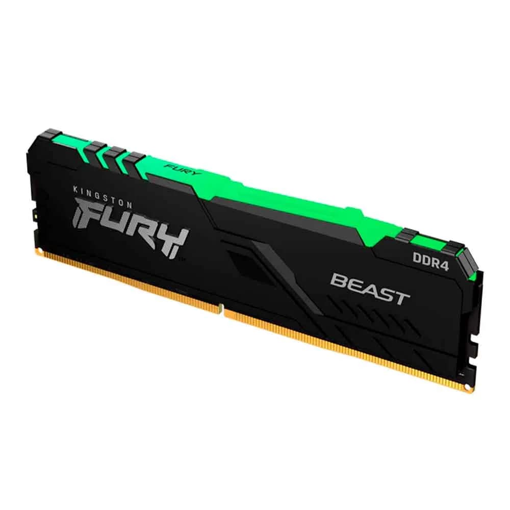 Memória Kingston Fury Beast RGB 8GB DDR4 3200MHz 1.35V Black Desktop - KF432C16BB2A/8