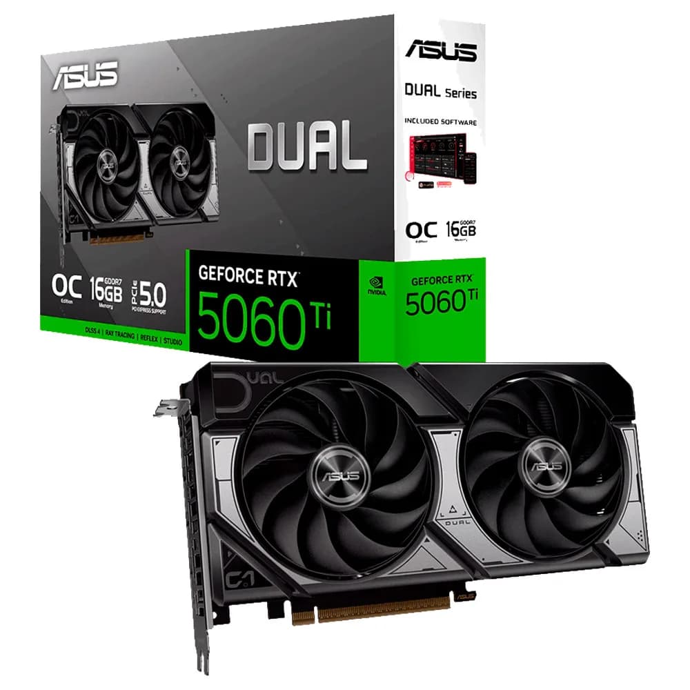 Placa de Vídeo ASUS GeForce RTX 5060 TI Dual 2X 16GB GDDR7 128BITS 90YV0MH0-M0NA00