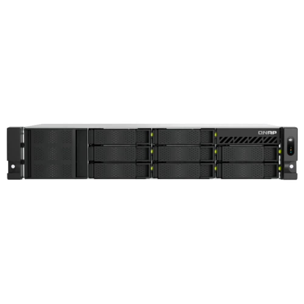 Storage nas Qnap 8 Baias SATA + 2 NVMe Intel 4-CORE com Porta de 2.5GB 2U - TS-H1065EU-8G