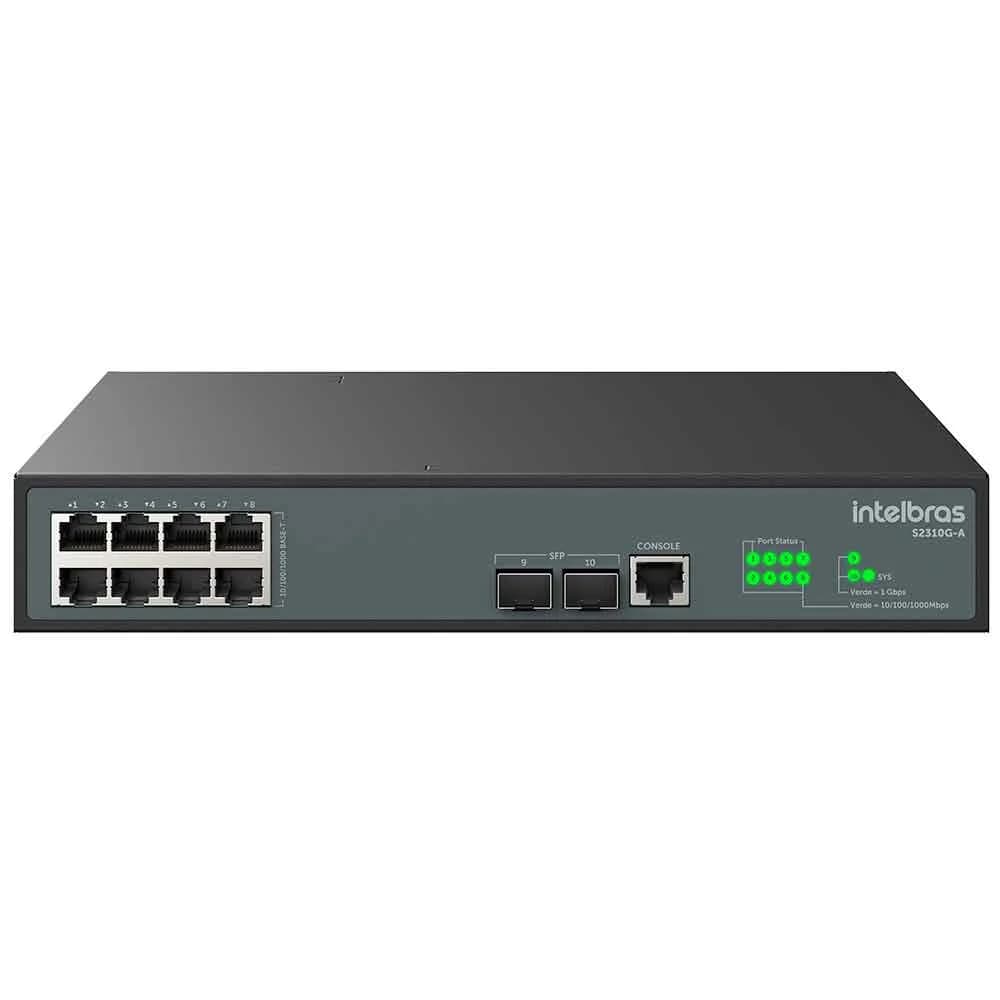 Switch Intelbras Gerenciavel 08 Portas Gigabit Mais 2 Portas SFP Uplink S2310G-A - 4760104