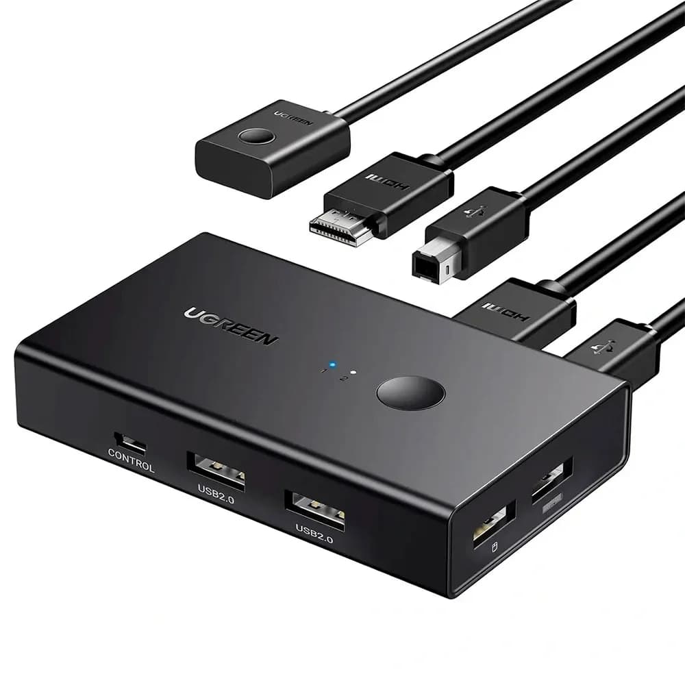 Switch KVM Ugreen 4K com 4P USB 2.0/2P USB-B IN/HDMI OUT/2P HDMI IN - CM200