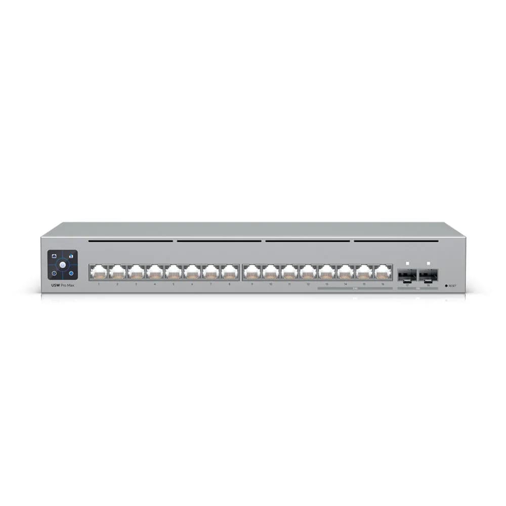 Switch Ubiquiti Gerenciavel L3 16 Portas Sendo 4 de 2.5 Gigabit + 02 SFP+ de 10GB USW-PRO-MAX-16-BR